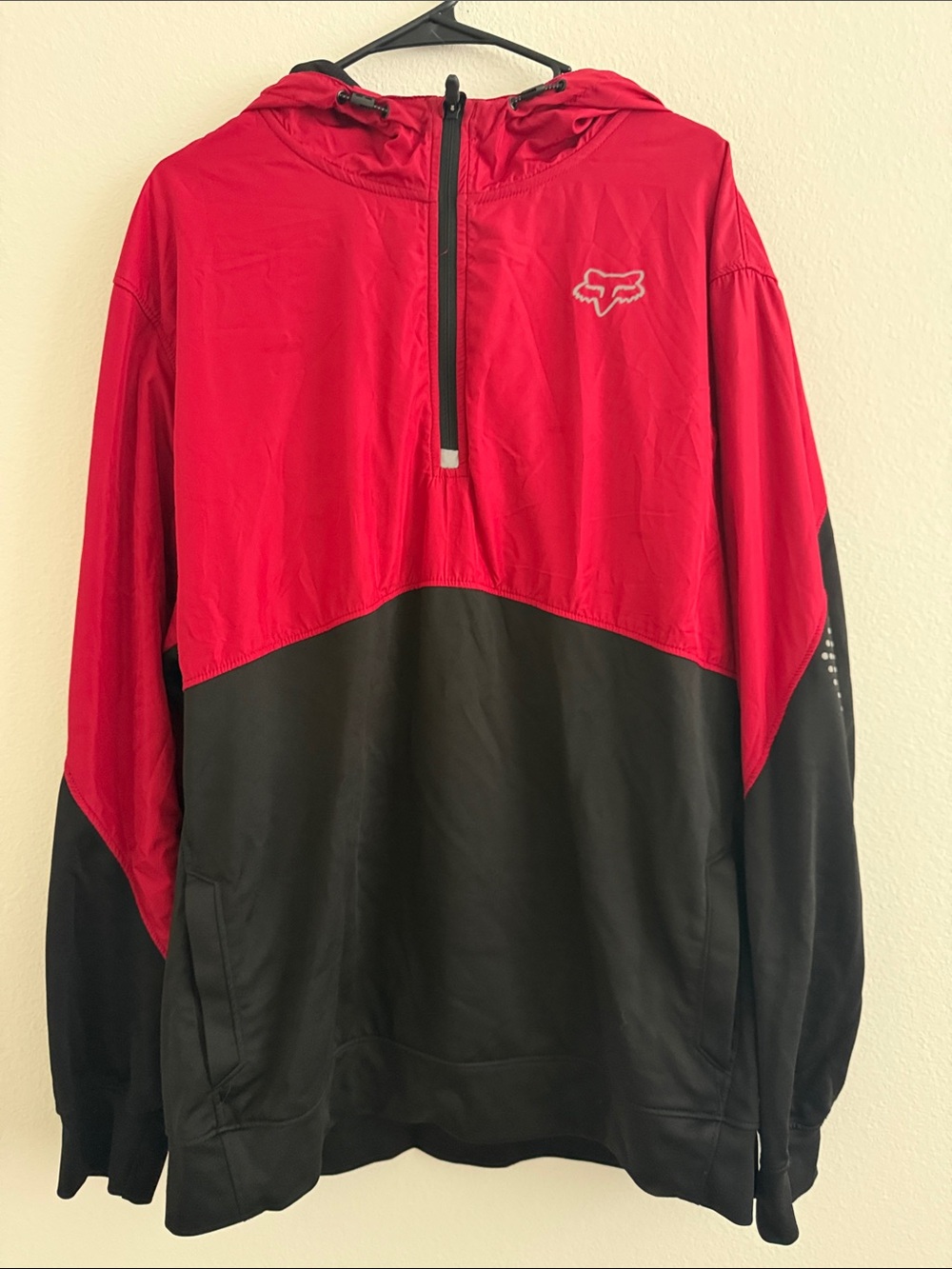 Fox Red and Black Half-Zip Hooded Windbreaker